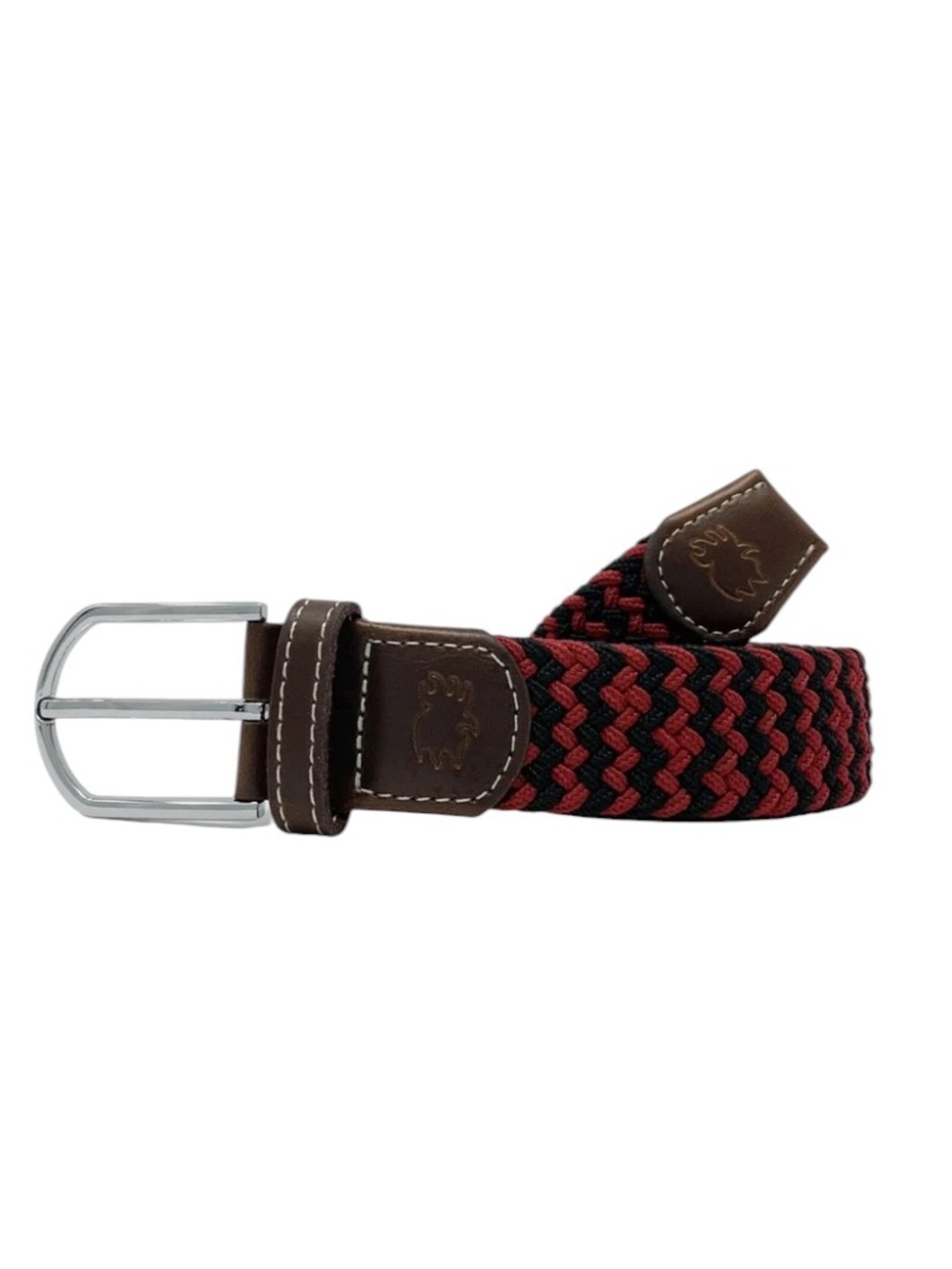 Roostas The Columbia 2 Tone Woven Stretch Red Black Mens Golf Belt Leather Sz M
